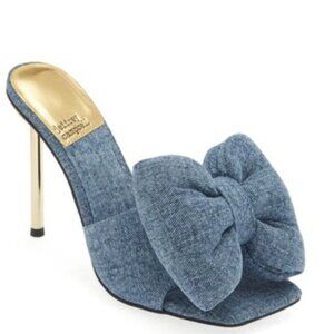 Jeffrey Campbell Blue Denim Heels with Gold Accents